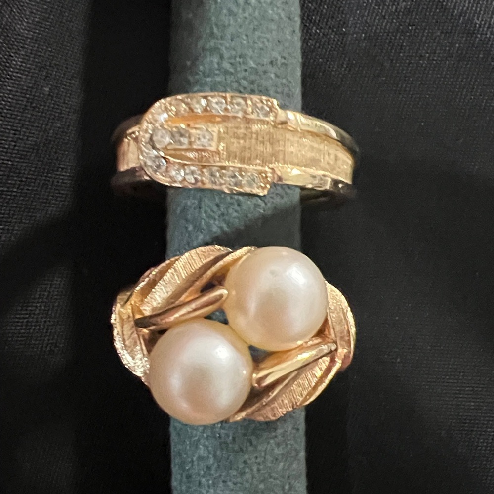 Avon Cocktail and Rhinestone Buckle Rings - Vintage